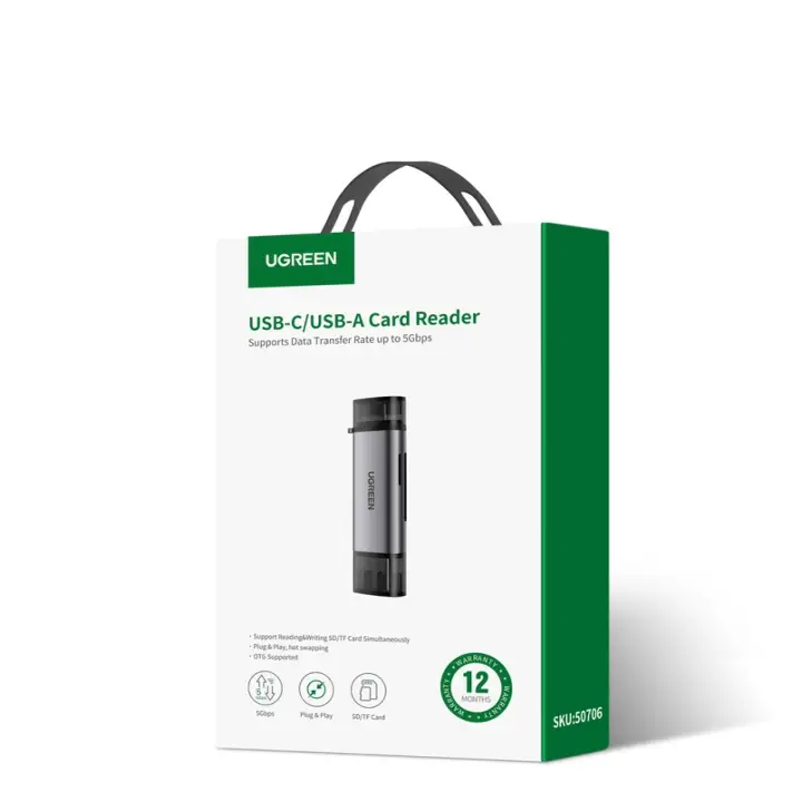 UGREEN USB-C + USB 3.0/LECTEUR SD/MICROSD/512G/GRIS 