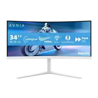 Philips EVNIA 34CURVE UWQHD/180HZ/VA/AMBIGLOW/BLANC