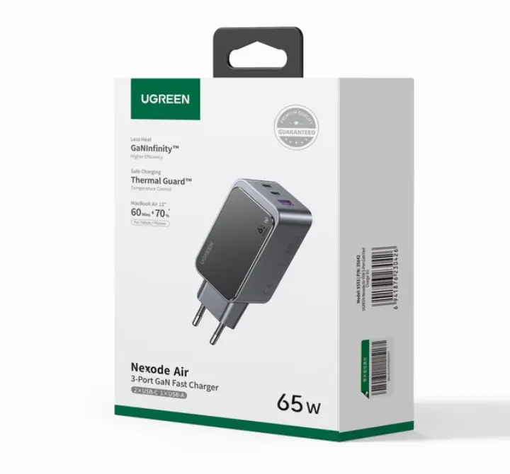UGREEN CHARGEUR NEXODE S USB-A+2XUSB-C/65W/GRIS 