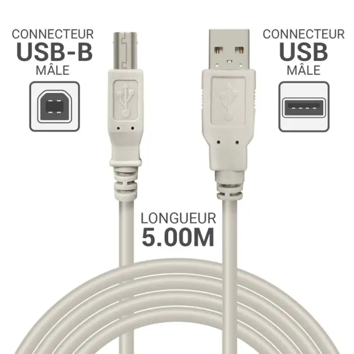 GENERIQUE CABLE IMPRIMANTE USB2.0 5 METRES 
