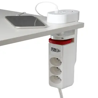 ONLAN MULTIPRISE DE BUREAU A PINCER AVEC USB/USB-C BLANC 