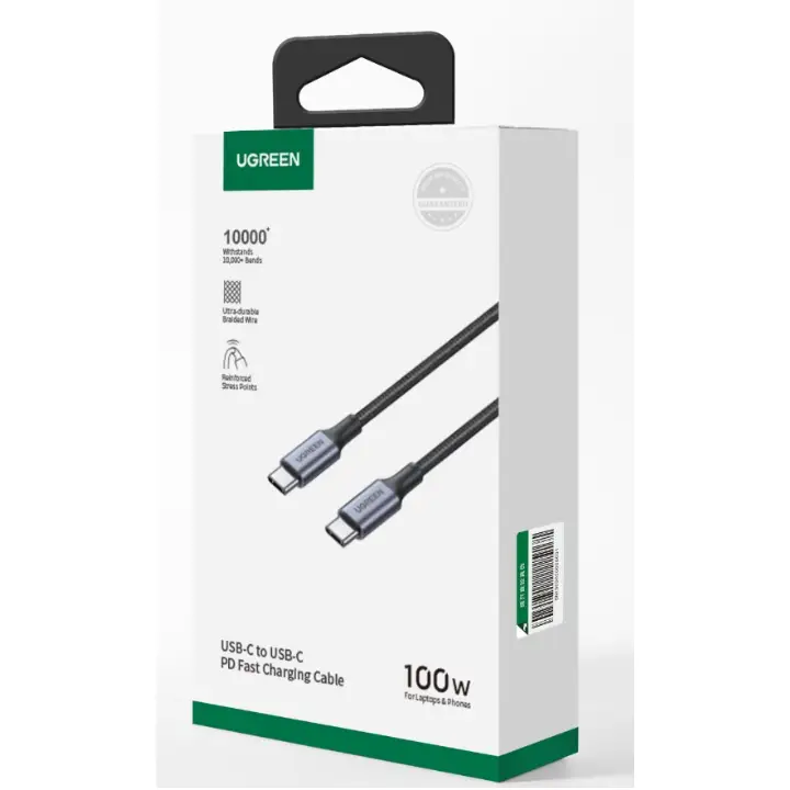 UGREEN CABLE USB-C VERS USB-C/100W/TRESSE/3M/NOIR 