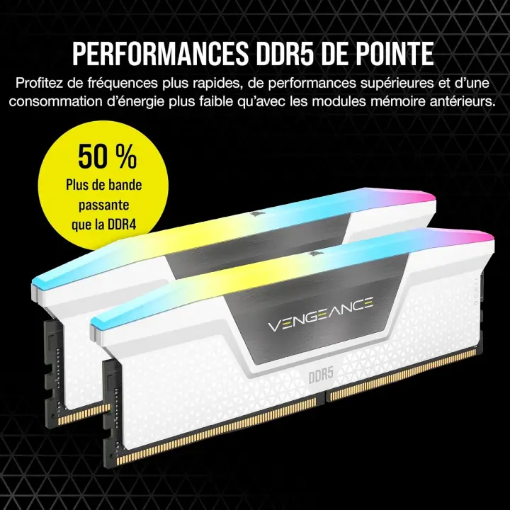 CORSAIR CMH32GX5M2E6000C36W RGB (2X16GO DDR5 6000 PC48000) 