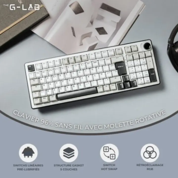 THE G-LAB KEYZ ELITE 400 RGB TRIPLE MODE - BLANC/GRIS 
