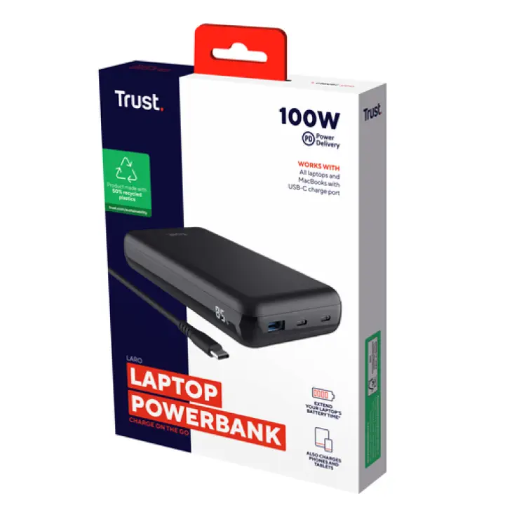 TRUST POWERBANK LARO - 20000MAH/100W/USB-C - NOIR 
