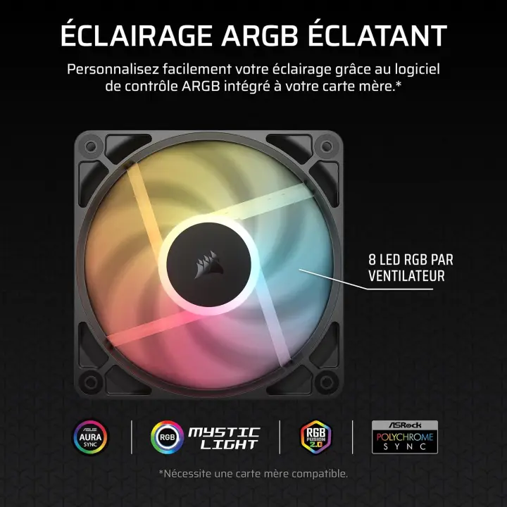 CORSAIR RS120-R ARGB (PACK 3X120MM) - NOIR 