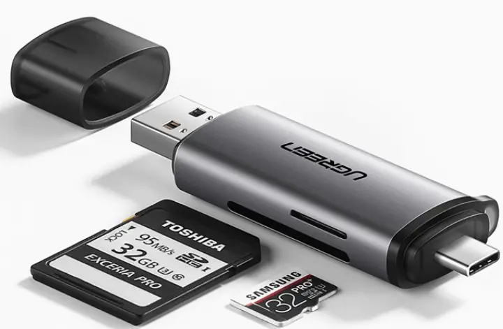 UGREEN USB-C + USB 3.0/LECTEUR SD/MICROSD/512G/GRIS 