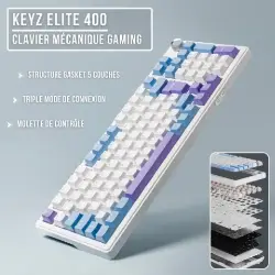 THE G-LAB KEYZ ELITE 400 RGB TRIPLE MODE - BLANC/BLEU 