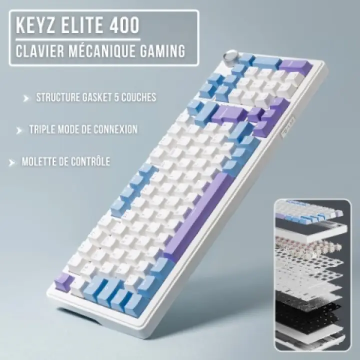 THE G-LAB KEYZ ELITE 400 RGB TRIPLE MODE - BLANC/BLEU 