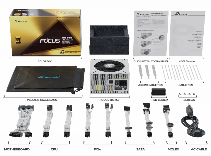 SEASONIC ATX 750W 80+ GOLD - FOCUS-GX-750-V4 