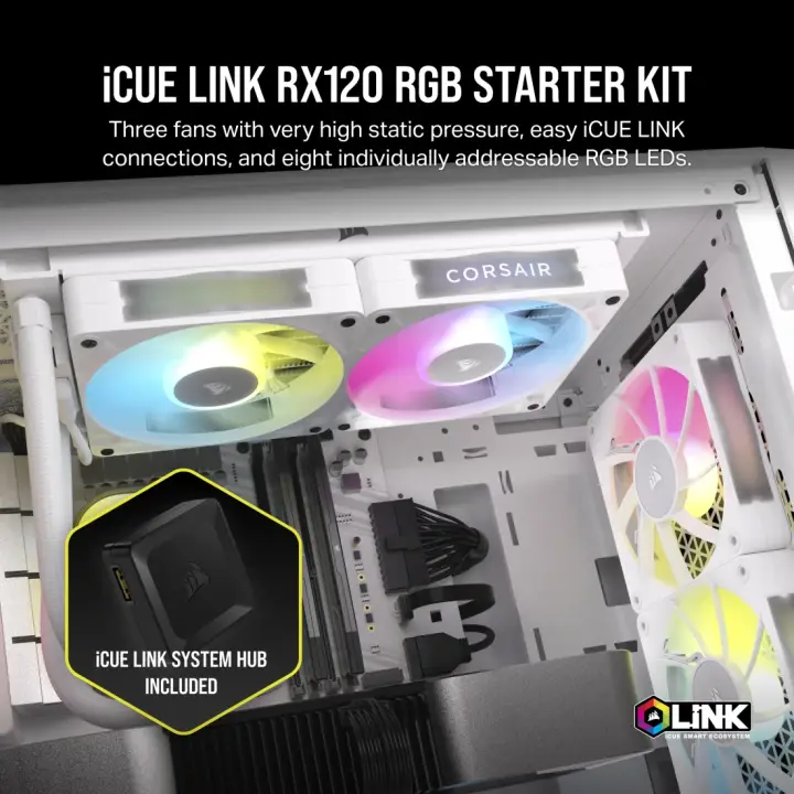 CORSAIR ICUE LINK RX120 RGB TRIPLE KIT - BLANC 