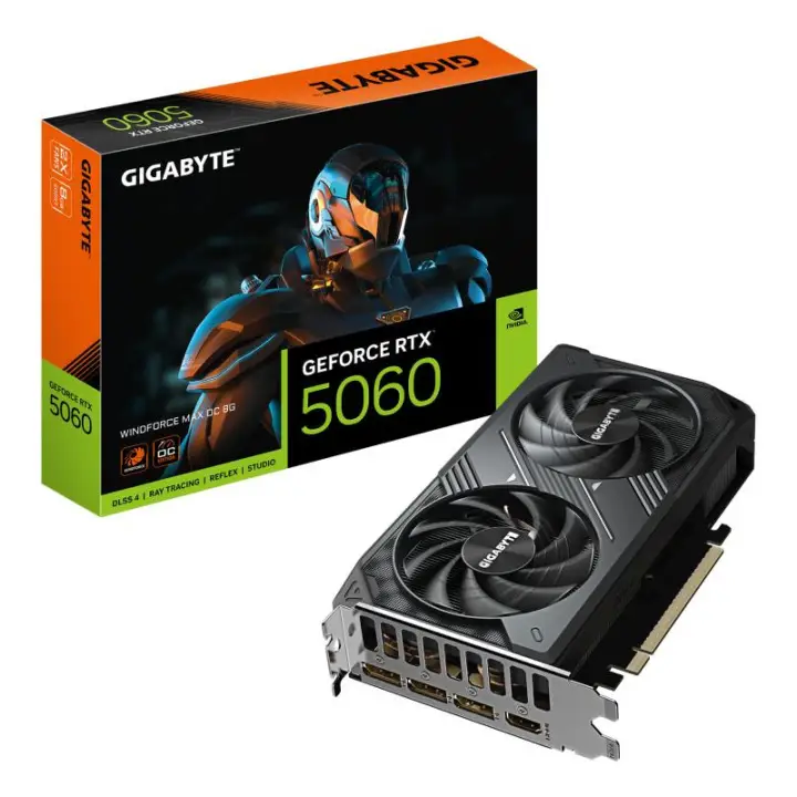 GIGABYTE GEFORCE RTX 5060 WINDFORCE MAX OC 8G CARTE GRAPHIQUE ? 8 GO GDDR7. 128 BITS. PCI-E 5.0. 2512 MHZ FREQUENCE DU PROCESSEU