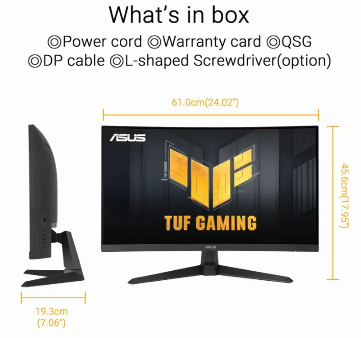 ASUS TUF 27 CURVE QHD/180HZ/1MS/FAST-VA/HDR/FREESYNC 
