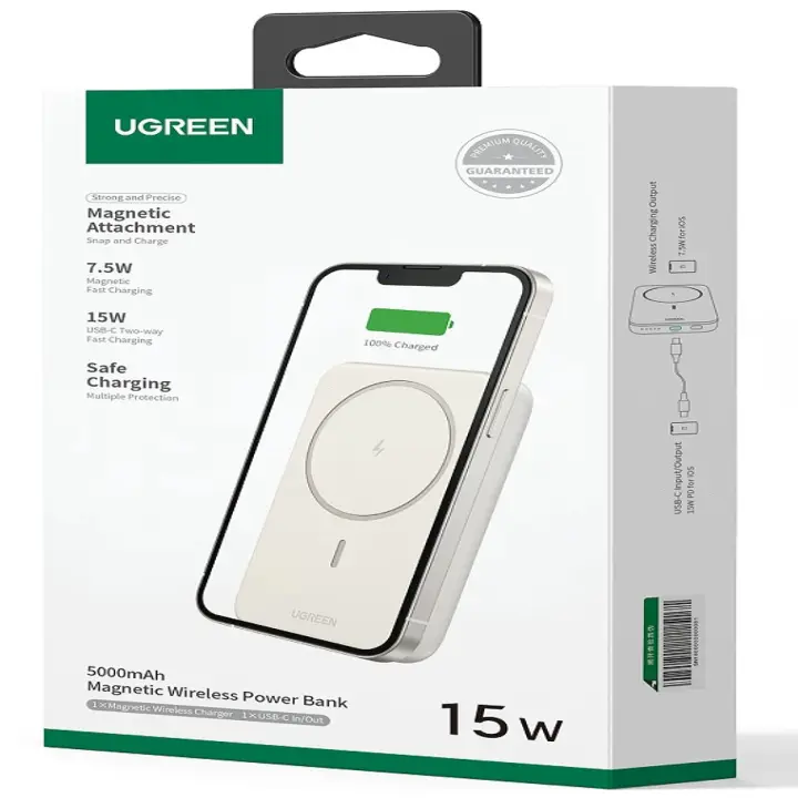 UGREEN BATTERIE EXTERNE SS FIL/5000MAH/USB-C/15W/BEIGE 
