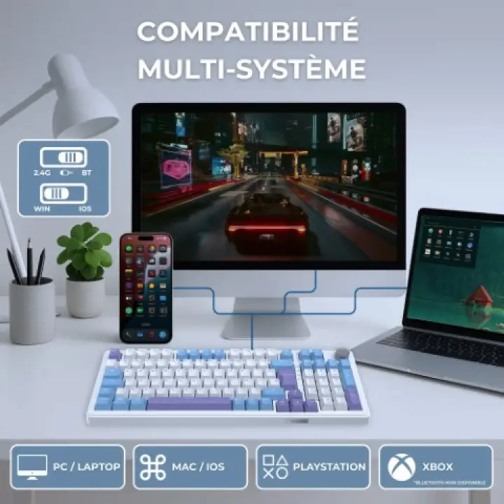 THE G-LAB KEYZ ELITE 400 RGB TRIPLE MODE - BLANC/BLEU 