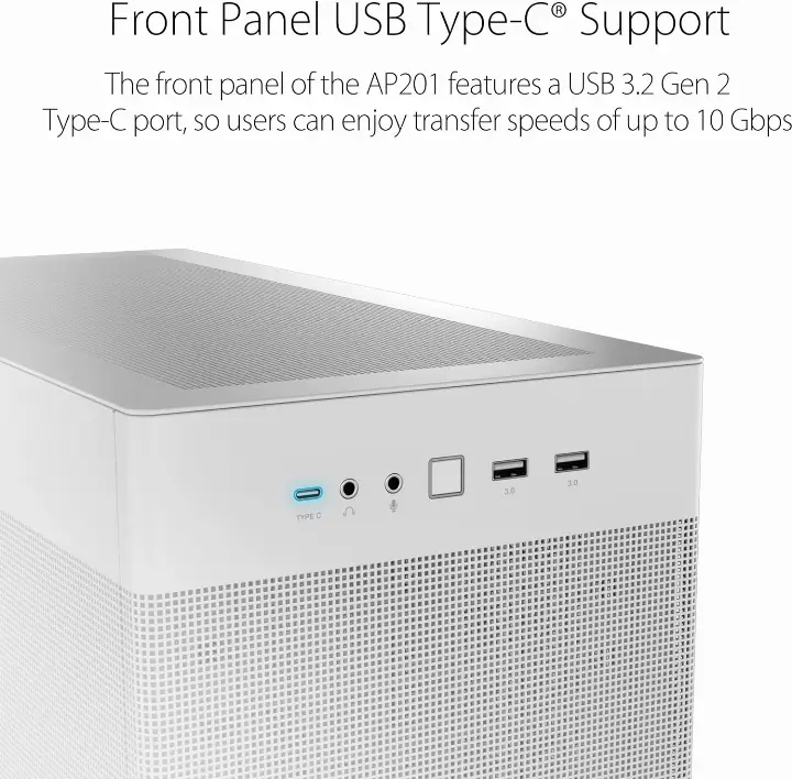 ASUS PRIME AP201 BLANC - MT/SANS ALIM/MATX 