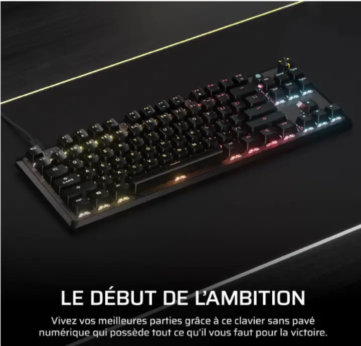 CORSAIR K70 CORE TKL - NOIR/RGB/FILAIRE/MLX RED 