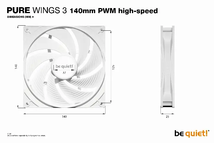 BE QUIET! PURE WINGS 3 140MM PWM HIGH-SPEED BLANC 