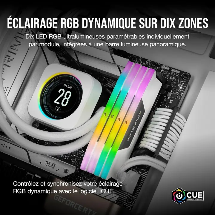 CORSAIR CMH32GX5M2E6000C36W RGB (2X16GO DDR5 6000 PC48000) 