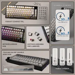 THE G-LAB KEYZ ELITE 300 RGB TRIPLE MODE - GRIS 