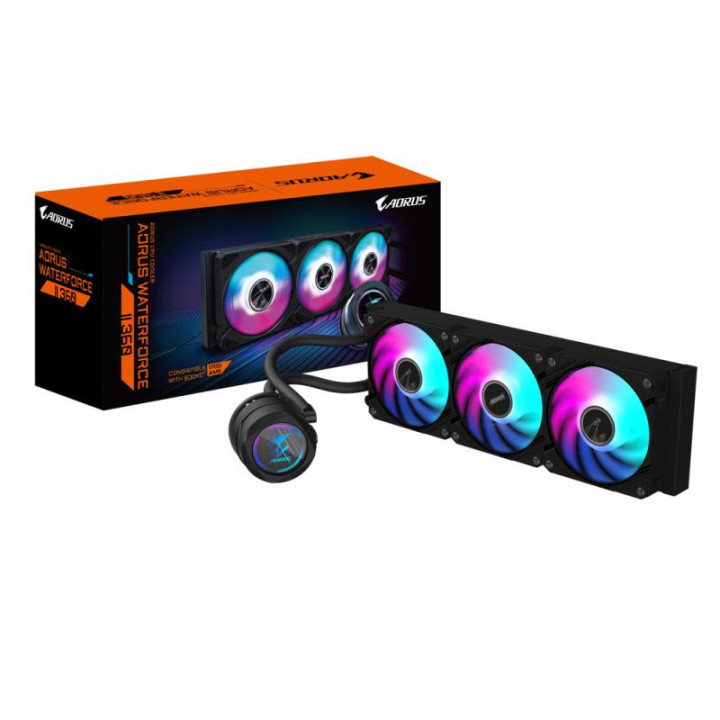 GIGABYTE AORUS WATERFORCE II 360 AIO REFROIDISSEUR LIQUIDE POUR PROCESSEUR - 3X VENTILATEURS ARGB DE 120 MM. MECANISME D'EMBOITE