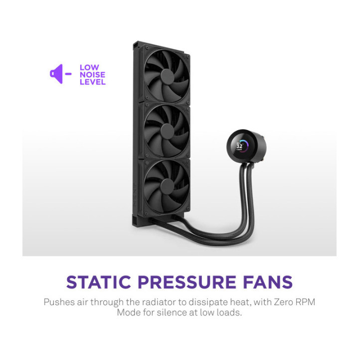 NZXT KRAKEN PLUS 360 PROCESSEUR REFROIDISSEUR DE LIQUIDE TOUT-EN-UN 12 CM NOIR 