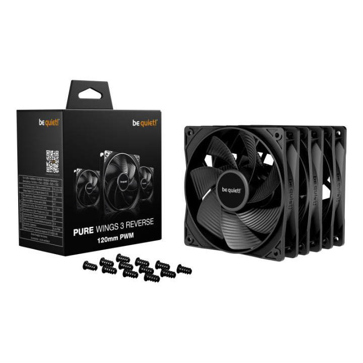 BE QUIET! LIGHT WINGS 120 MM PWM REVERSE BLACK | VENTILATEUR PC REVERSE BLANC | PACK DE 3 