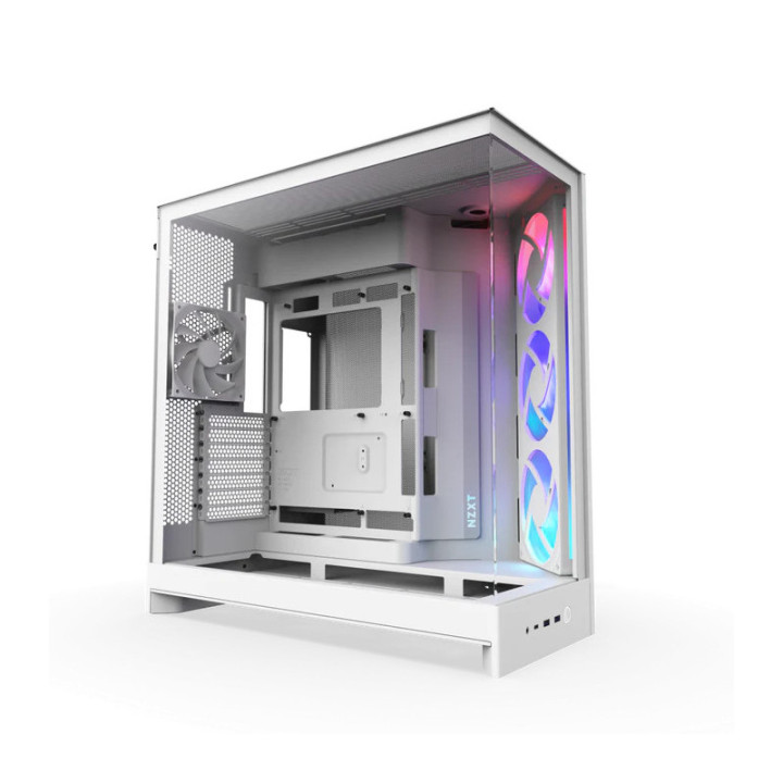 NZXT H9 FLOW RGB BLANC - MT/SANS ALIM/E-ATX 
