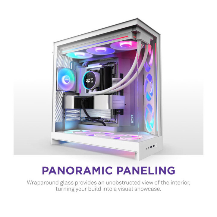 NZXT H9 FLOW RGB BLANC - MT/SANS ALIM/E-ATX 