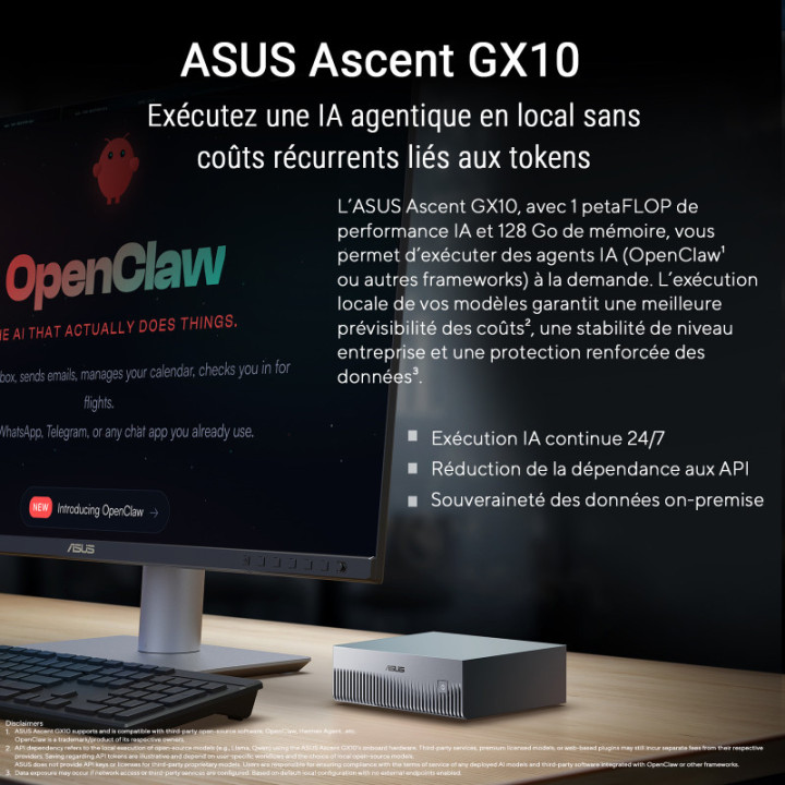 ASUS ASCENT GX10 GX10-GG0003BN GB10 128 GO LPDDR5X-SDRAM MINI PC GRIS 
