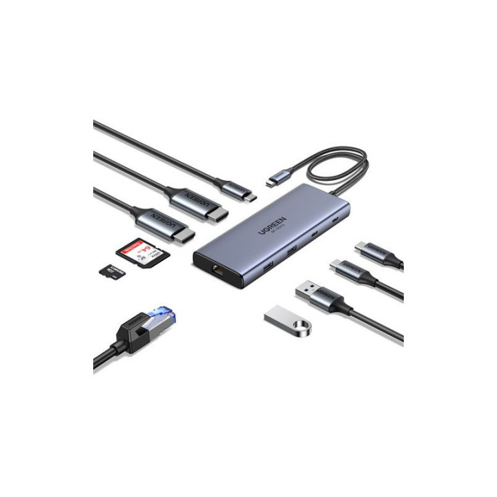 UGREEN HUB 10 EN 1 3XUSB3.2/USB-C/HDMI 4K *15596 