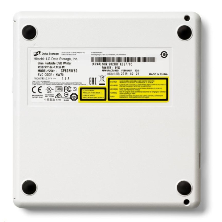HITACHI-LG DATA STORAGE USB2 EXTERNE SLIM GP60NW60 DVDRW BLANC 
