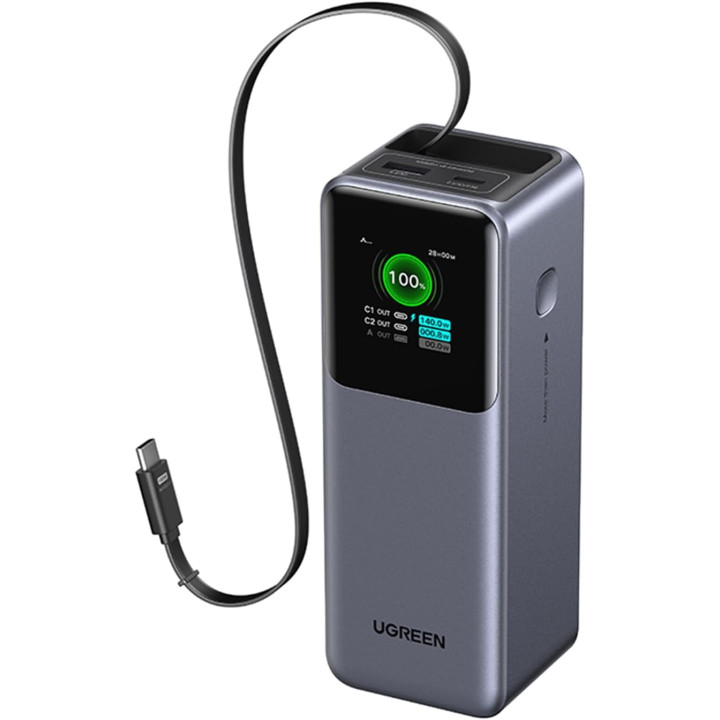 UGREEN POWER BANK 165W 20000 MAH + CABLE USB-C RETRACTABLE *55987B 