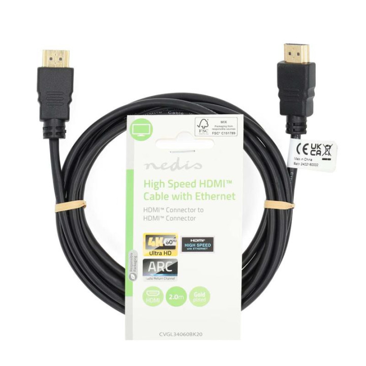 CABLE HDMI HIGH SPEED 2M 