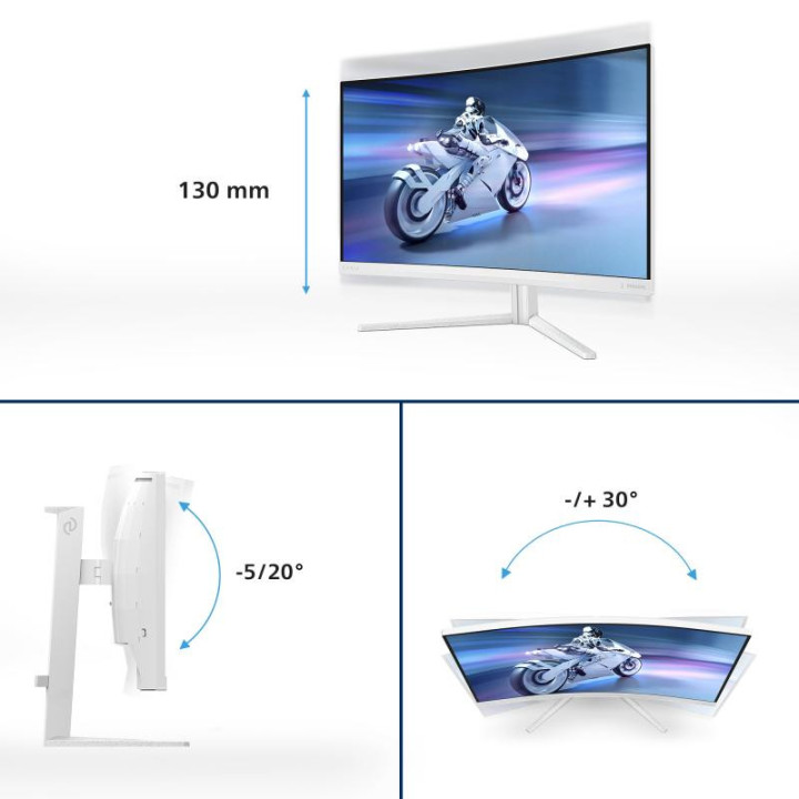 Philips 32 CURVE QHD/180HZ/FAST-VA/0.5MS/AMBIGLOW/BLANC