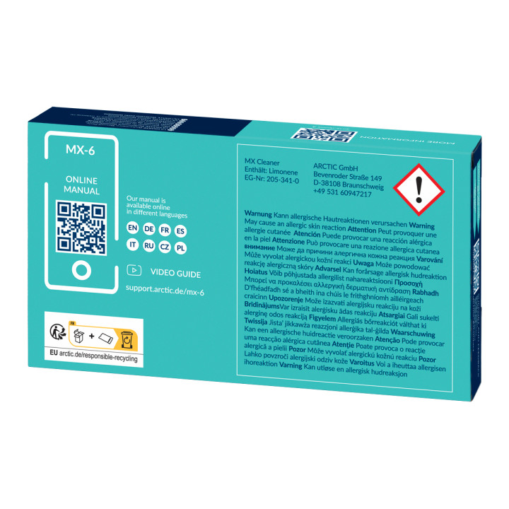 ARCTIC MX-6 PATE THERMIQUE AVEC NETTOYANT - 4G 