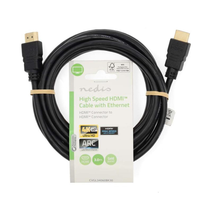 CABLE HDMI HIGH SPEED 3M 