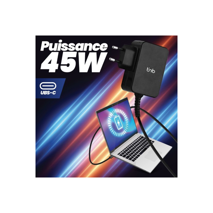 T'NB CHARGEUR UNIVERSEL USB-C - 45W - 1.8M - NOIR 