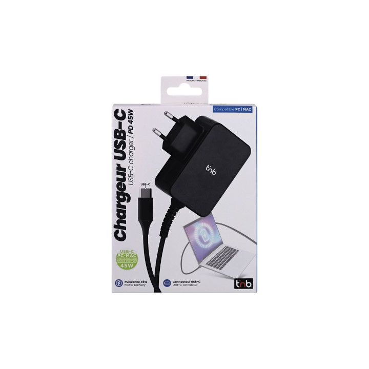 T'NB CHARGEUR UNIVERSEL USB-C - 45W - 1.8M - NOIR 