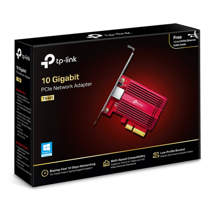 TP-LINK PCI-E 4X - 1 PORT 1/2.5/5/10GB-T - TX401 