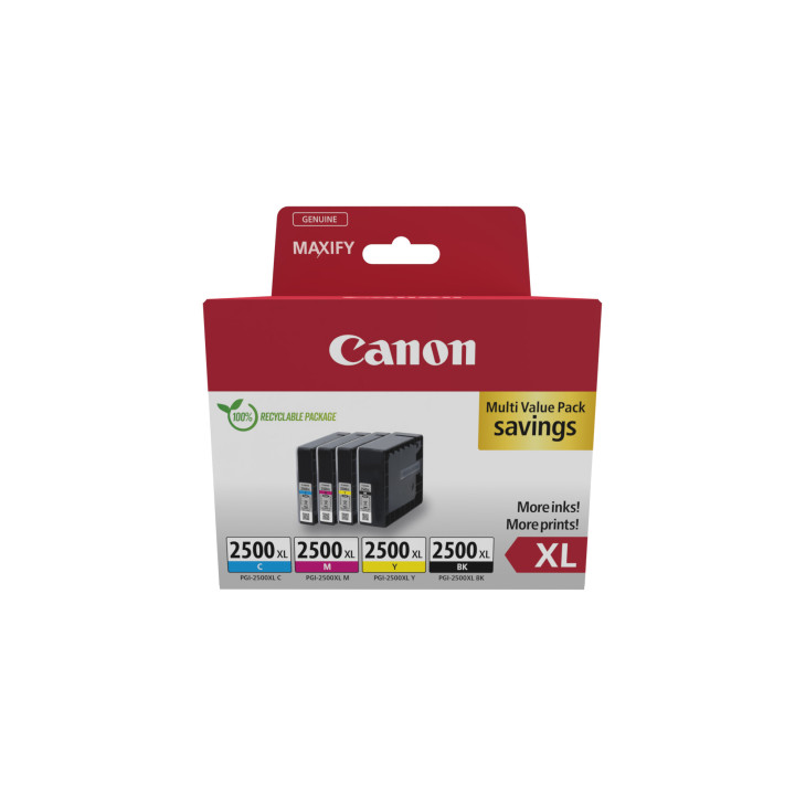 CANON MULTIPACK NOIR + COULEURS*3 - PGI-2500XL BK/C/M/Y 