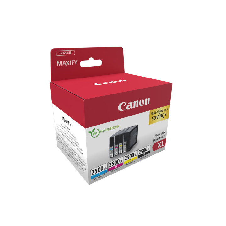 CANON MULTIPACK NOIR + COULEURS*3 - PGI-2500XL BK/C/M/Y 