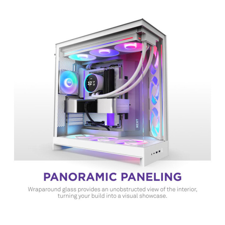 NZXT H9 FLOW RGB+ BLANC - MT/SANS ALIM/E-ATX 