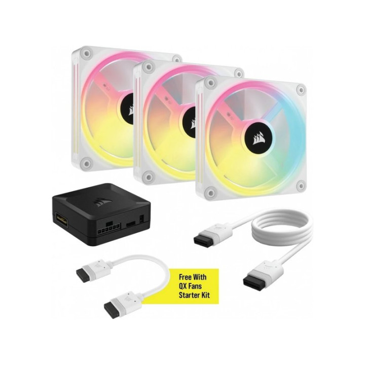 CORSAIR ICUE LINK QX120 RGB STARTER KIT BLANC 