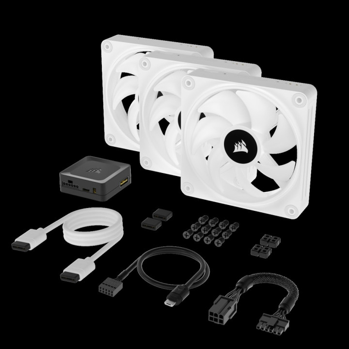 CORSAIR ICUE LINK QX120 RGB STARTER KIT BLANC 