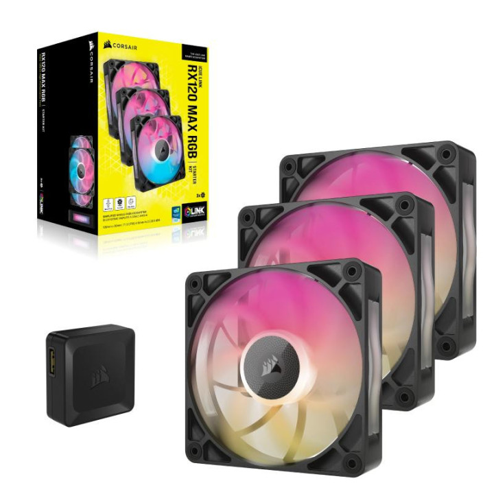 CORSAIR ICUE LINK RX120 RGB MAX - TRIPLE PACK - NOIR 
