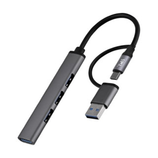 T'nB ICLICK HUB USB-A/USB-C/4 PORTS/GRIS