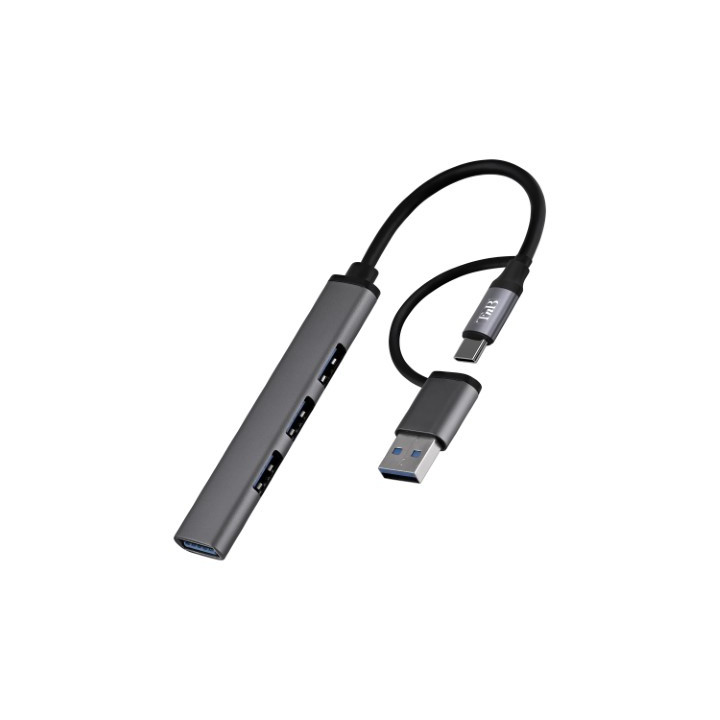 T'nB ICLICK HUB USB-A/USB-C/4 PORTS/GRIS