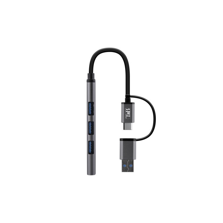 T'nB ICLICK HUB USB-A/USB-C/4 PORTS/GRIS