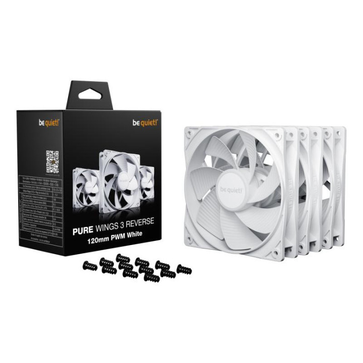 BE QUIET! LIGHT WINGS 120 MM PWM REVERSE WHITE | VENTILATEUR PC REVERSE NOIR | PACK DE 3 